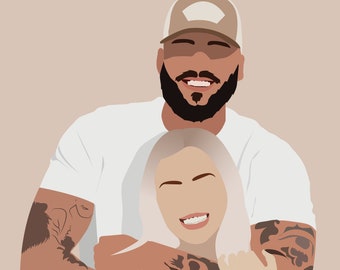 Custom Couple Portrait from Photo | Personalized Anniversary Gift | Romantic Couple Illustration | Valentine's Day Gift | Digital Artwork