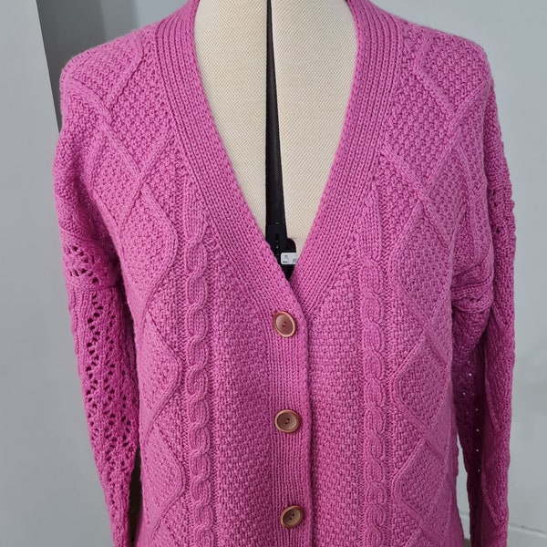 Cardigan a coste cashmere 100%  fatto a mano classic stile taglia M