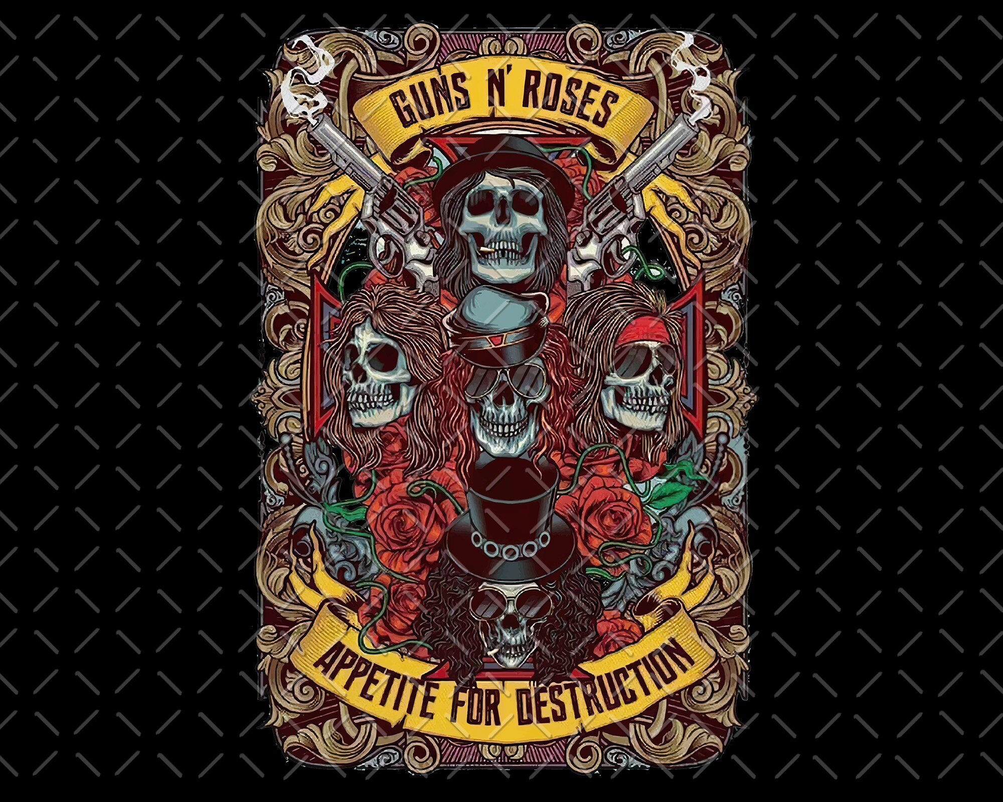 Guns N' Roses Png Hard Rock Png Rock Band Skull Png | Etsy