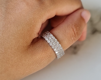 Sterling Silver Cubic Zirconia Eternity Ring - Micro Pave Statement