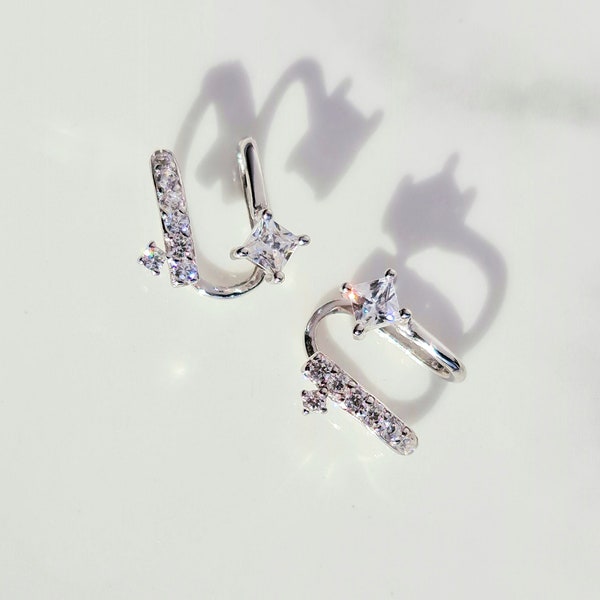 Cubic Zirconia Ear Cuffs - Sterling Silver Ear Cuffs - Delicate Earrings - Dainty Jewellery - Silver Helix Cuffs -  Christmas Gift For Her