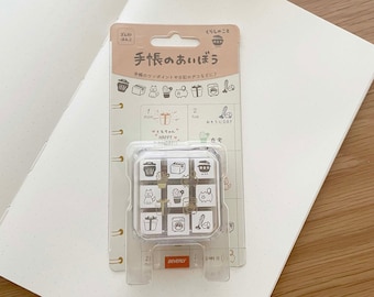 Wood Stamp Set Tencho no Aibo - Notebook Stamps Daily Life - 1 set