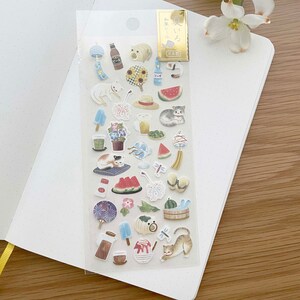 Washi Paper Sticker - Summer Cats with Gold Foil  -1 pc