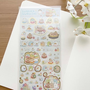 Sumikko Gurashi Sticker Sheet - Food King - Gold Foil Clear Back - 1 sheet