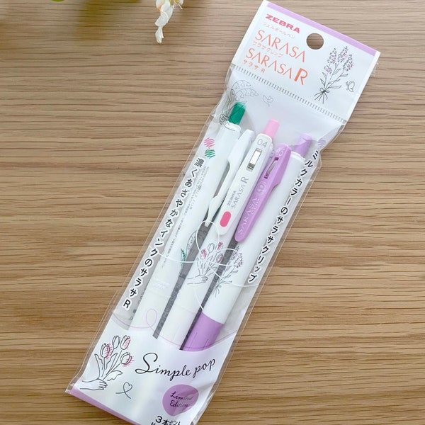 Zebra Limited Edition Simple Pop - Sarasa R 0.4mm Pen Set with Pastel Pen - Flowers- 1 set