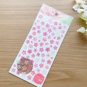 Sticker Washi - Papier de riz semi-transparent - Mini fleurs de sakura avec feuille d'or - 1 pièce
