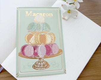 Postcard - Aya Inoue - Macarons with Gold Foil - 1 pc