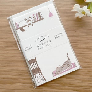 Furukawashiko Washi Mini Letter Set - Mino Washi Paper - Relaxing Cats - 1 pc