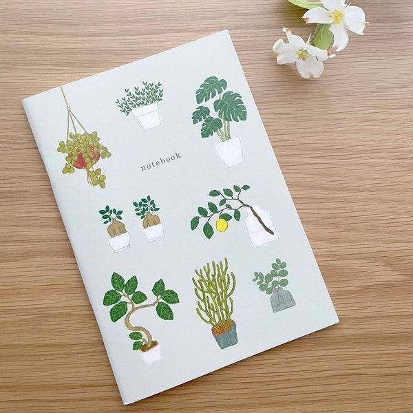 A5 Notebook with 5mm Grid - Yusuke Yonezu - Green Plants - 1 pc