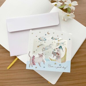 Carte de voeux - Boîte pop-up 3D - Bonne journée Star Cats - Tocoro Comugi - 1 pièce