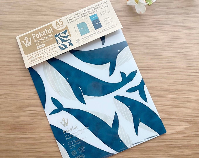 A5 File Folder With 2 File Pockets and 2 Small Pockets - Whales- 1 Pc ...
