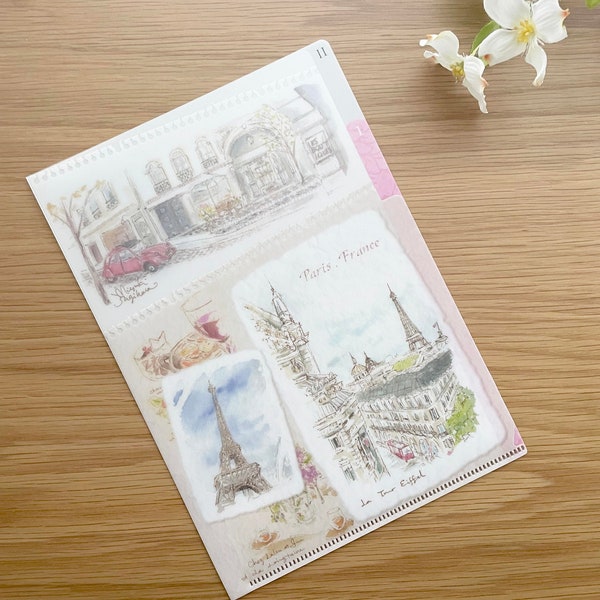 A5 File Folder with 2 tab pockets - Paris, France - City Sketch Landscape - 1 pc