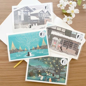 Carte postale - Tabineko Travelling Cats - Saison hivernale - 1 pièce