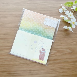 Lot de lettres - Bulles et ours avec enveloppes transparentes en Washi - 1 jeu