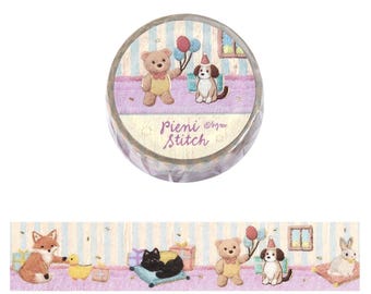 BGM Washi Tape - 20 mm - Pieni Stitch - Small Party with Gold Foil - 1 pc