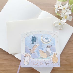 Carte de voeux - Boîte pop-up 3D - Lapins juste pour vous - Constellation - Schinako Moriyama - 1 pièce