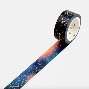 BGM Washi Tape -15 mm - Constellation Night Sky - Gold Foil - 1 pc