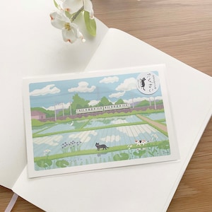 Carte postale - Tabineko Travelling Cats - Promenade à la campagne - 1 pièce