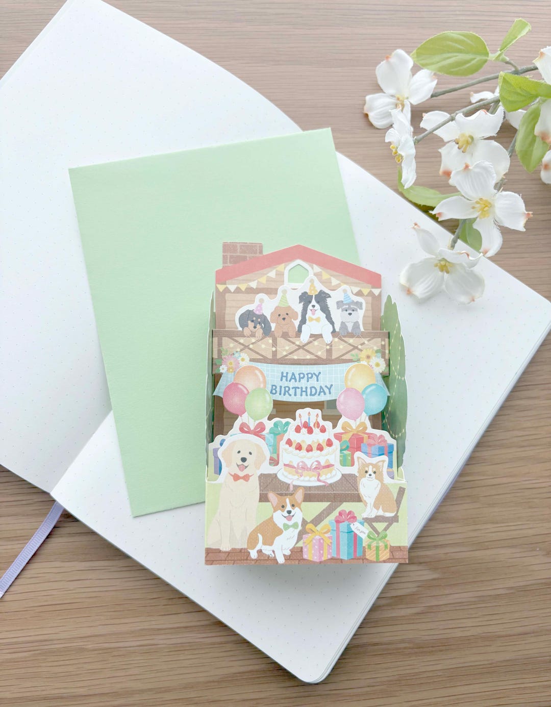 Greeting Card - Happy Birthday - 3D Pop up - Dog Party House - Etsy