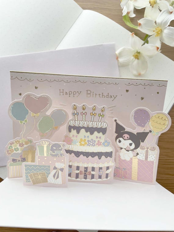 Greeting Card - Happy Birthday Kuromi- 3D Die-cut Card - Gift- 1