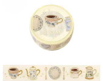 BGM Washi Tape -15 mm - Tea Set - Gold Foil- 1 pc