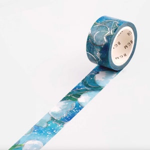 Ruban adhésif Washi BGM - 20 mm - Aquarelles de fleurs - Muguet de Suzuran - Feuille d'argent - 1 pièce