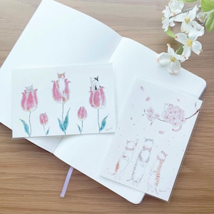 Carte postale - Chats fleuris printaniers - Tocoro Comugi - 1 jeu
