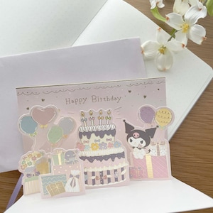 Carte de voeux - Happy Birthday Kuromi - Carte 3D découpée - Cadeau - 1 pièce