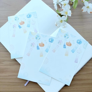 Lot de cartes postales - Carillons éoliens japonais d'été - 3 pièces