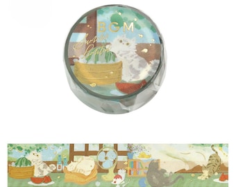 BGM Clear PET Tape - 20mm - Summer Limited - Summer Vacation Cats - 1 pc