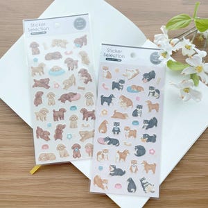Washi Sticker - Dogs - Semi-Clear - Poodle Dog / Shiba Inu Dog - 1 sheet