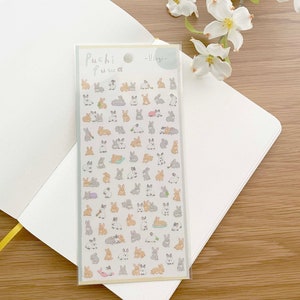 Stickers transparents pour agenda - Puchi Fuwa - Mini lapins mignons - 1 pièce