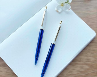 Anterique Stationers Ballpoint Pen - 0.5 mm - Clear Blue and White - Black Ink - 1 pc