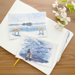 Jeu de cartes postales - Shiba Inu voyageant par Natsuka Murata - 1 jeu