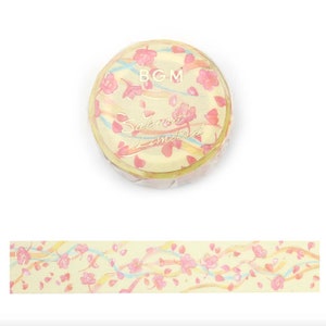 BGM Washi Tape -15 mm - Sakura Limited Cherry Blossoms - Cherry Blossoms  - Gold Foil - 1 pc
