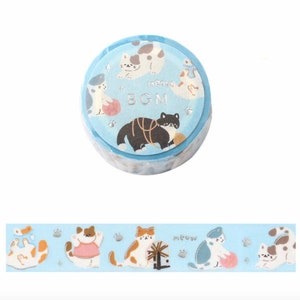 BGM Washi Tape -15 mm - Cats Meow - Silver Foil - 1 pc