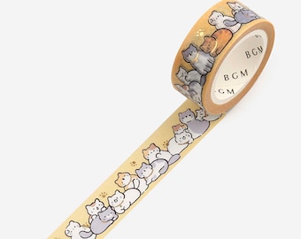 BGM Washi Tape -15 mm - Kittens  - Gold Foil - 1 pc