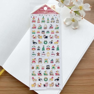 Sticker - Christmas - Petite Shibanban Shiba Inu Dogs  with Gold Foil - Holiday Dogs