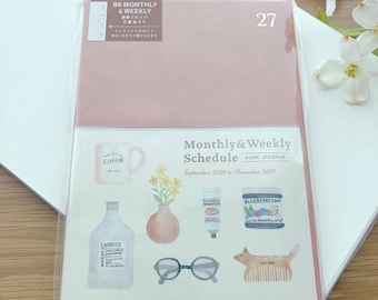 B6 Size - 2027 B6 Size - Ryu-Ryu Diary Planner / Calendar - Soft Suede Leather Faux Cover - Pink Favorite Things - 1 pc