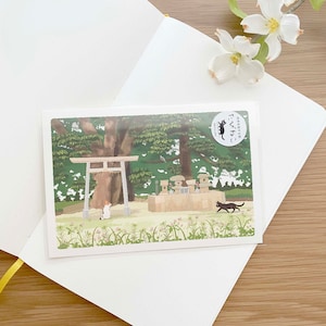 Carte postale - Tabineko Travelling Cats - Visite d'un sanctuaire dans la forêt d'été - 1 pièce