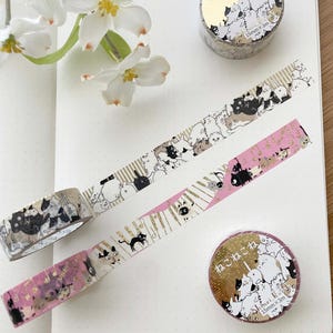 Shinzi Katoh Washi Tape -15 mm - Cat Series - Hologram Gold Foil - 1 pc