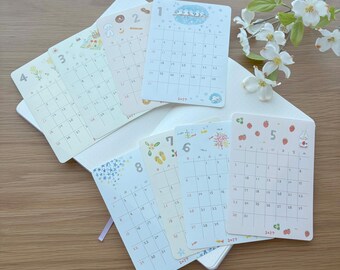 2027 - Planner Calendar Sticker - Monthly and Year  - Watercolor by Honjo Ayako