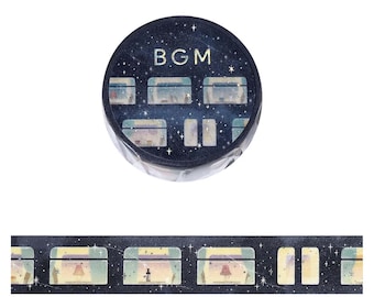 BGM Washi Tape -15 mm - Sleep Train among Stars - Silver Foil- 1 pc