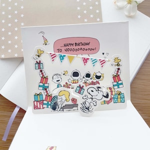 Carte de voeux - Carte pop-up 3D découpée joyeux anniversaire - Fête Snoopy - 1 pièce
