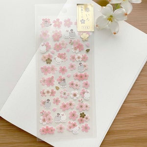 Sticker - Papier Washi - Oiseaux de fleurs de sakura avec feuille d'or - 1 pièce