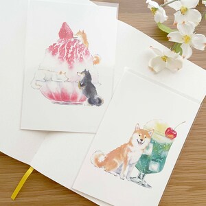 Jeu de cartes postales - Shiba Inu d'été - L'heure du dessert frais - 1 jeu