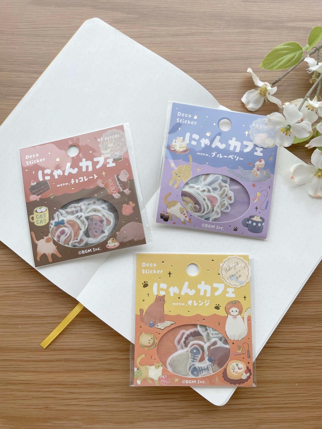 BGM Washi Sticker Sack -die-cut Sticker Flakes - Nyan Cafe - Etsy