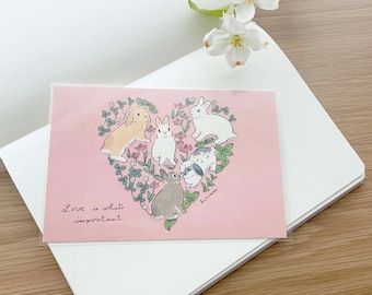 Postcard - Love Rabbits - Schinako Moriyama - 1 pc