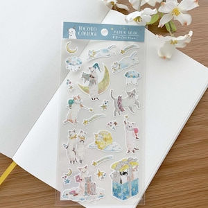 Stickers papier - Chats lunes - Tocoro Comugi - 1 pièce