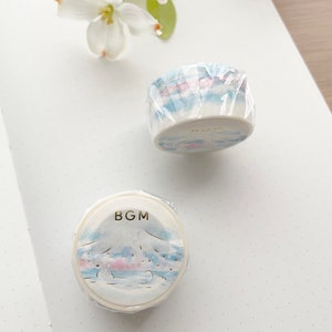 RESTOCKED BGM Washi Tape -20 mm - Mt. Fuji Watercolor - Gold Foil - 1 pc